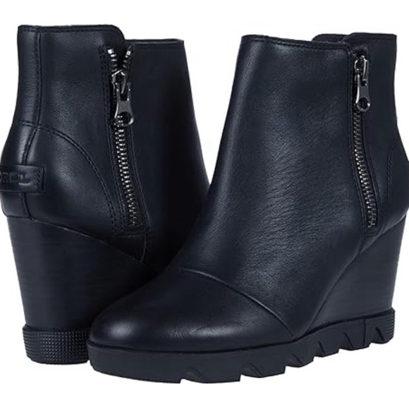 Sorel Women\'s Joan Uptown Zip Bootie sz 10 black waterproof leather